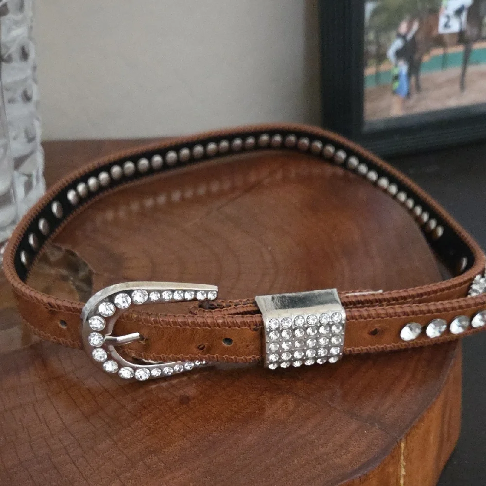 Shyanne Girls Ostrish Leather Rhinestone Belt